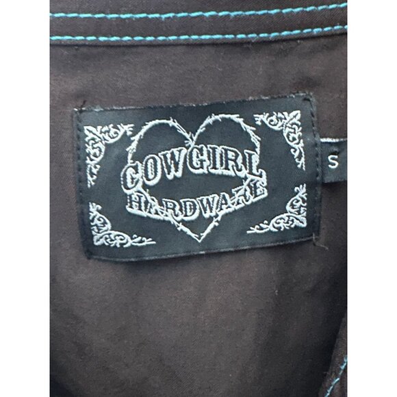 Cowgirl Hardware L/S Brown Turquoise Bling Snap Shirt Womens Small - Picture 6 of 7